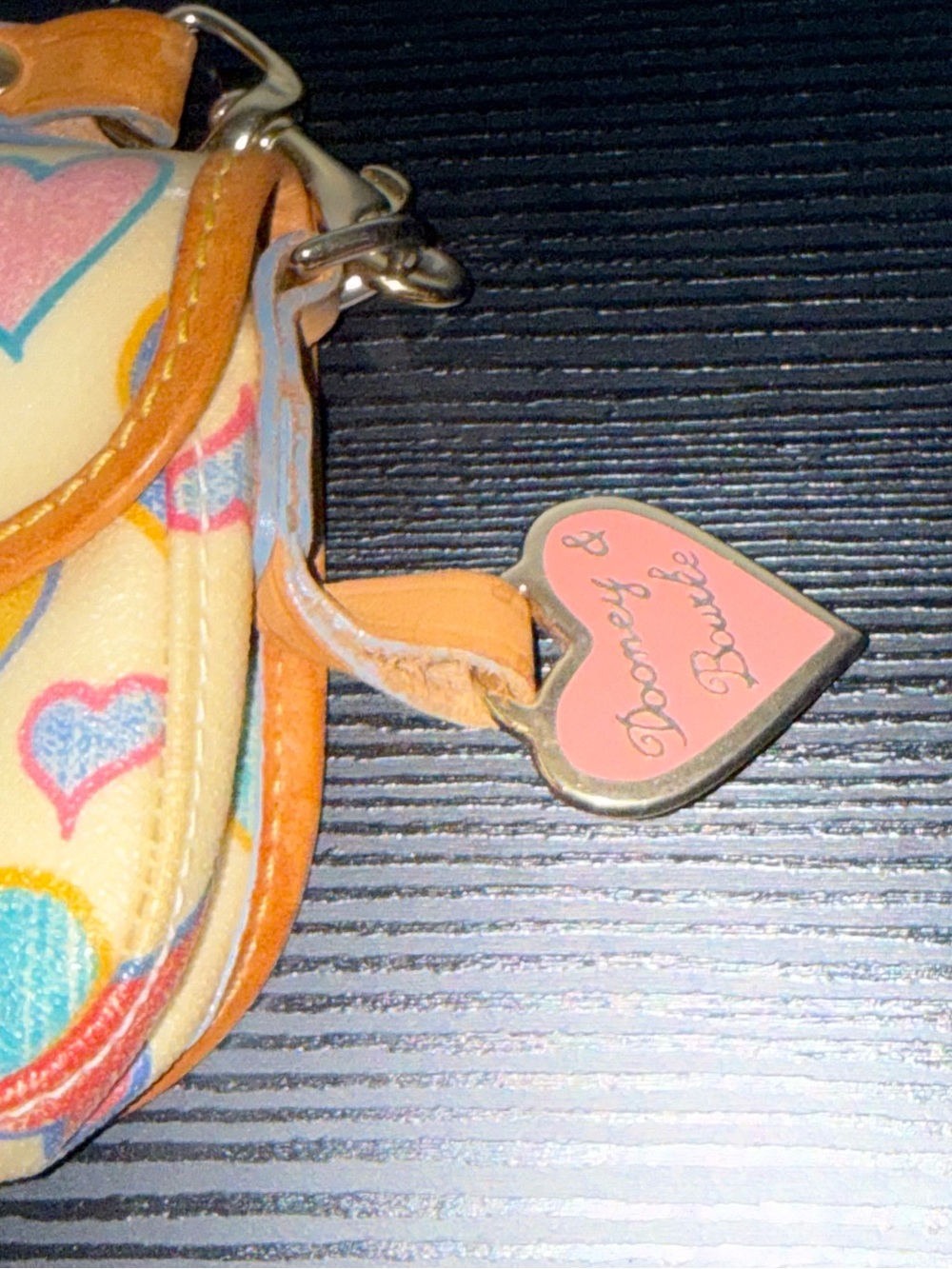 Dooney & Bourke Cream Heart Print Wristlet with Multicolor Hearts - Picture 11 of 11